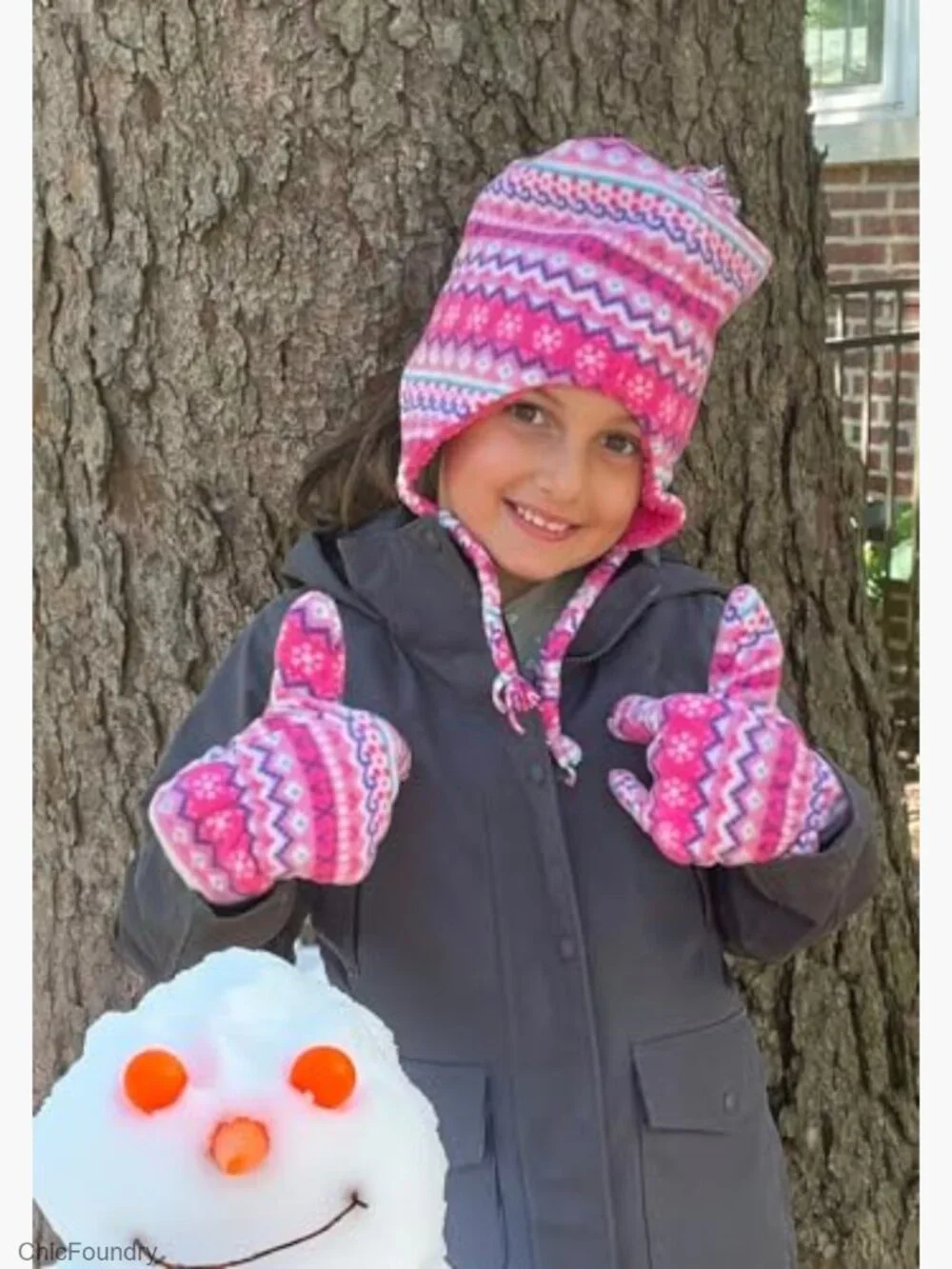 Girls Fleece Hat and Gloves Set Sherpa Lined Winter Accessory